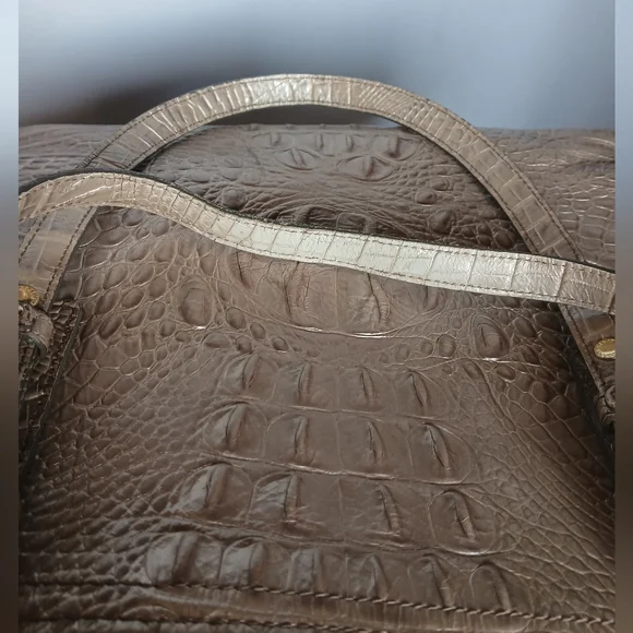 Brahmin 3pcSet Melbourne Asher Tote Bag Wallet&Case Crocodile Embossed Champagne - Picture 9 of 16